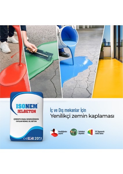 Jel Beton Çimento Esaslı Kendiliğinden Yayılan Renkli Jelbeton 20 kg Kraft Torba modelleri