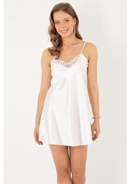 Ince Askılı Güpürlü Mini Saten Gecelik fiyatları