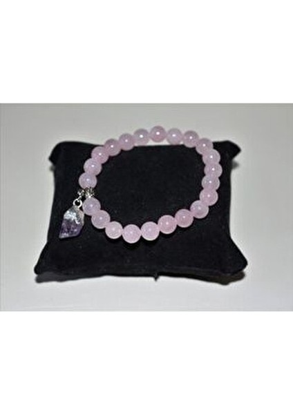 Pembe Kuvars Taşı Bileklik - Ametist Taşı Sallantılı fiyatları