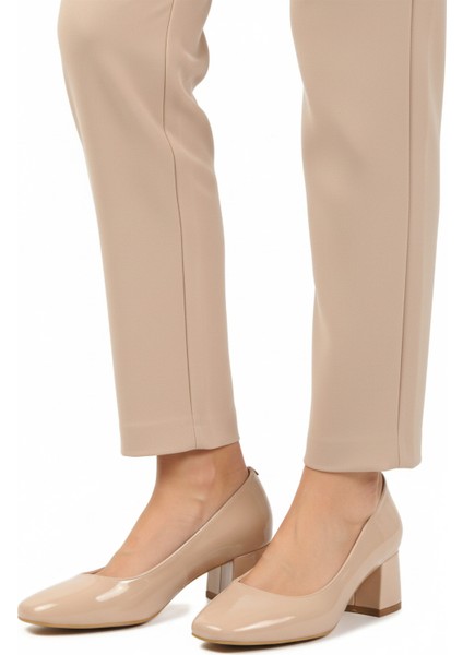 Bej Rugan Kadın Topuklu Ayakkabı