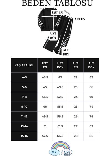 Kız Çocuk Çift Şerit Kurdele Eşofman Takımı 4-16 Yaş 12145 fiyatları