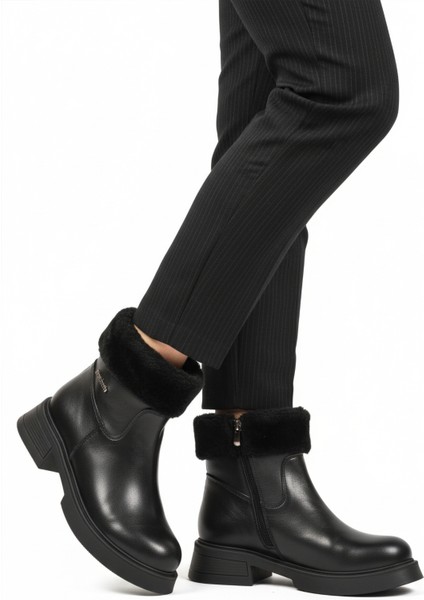 Siyah Içi Polarlı Kadın Topuklu Bot