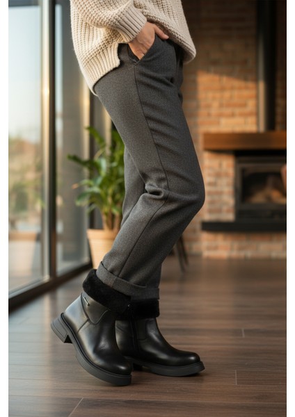 Siyah Içi Polarlı Kadın Topuklu Bot modelleri