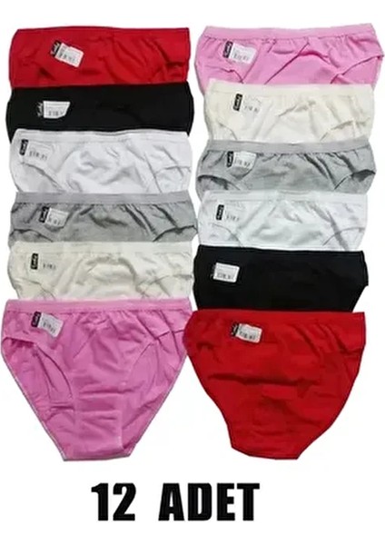 Kadın Bikini Külot Karışık Renk Paketi 12 Adet