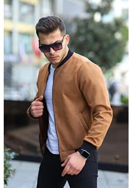 Erkek Dar Kesim Nubuk Süet Astarsız Likralı Su Itici Kolej Ceket
