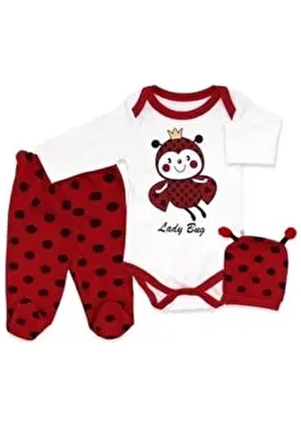 Uğur Böceği Baskılı Yenidoğan Takım Unisex Hastane Çıkışı 3'lü Set