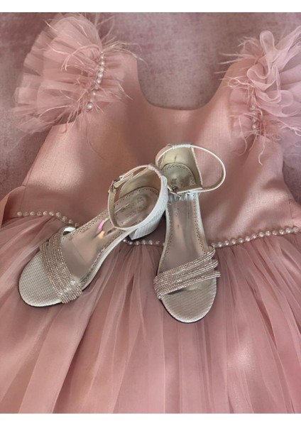 Kız Çocuk Üç Bant Taş Detaylı Abiye Çocuk Topuklu Ayakkabı fırsatları