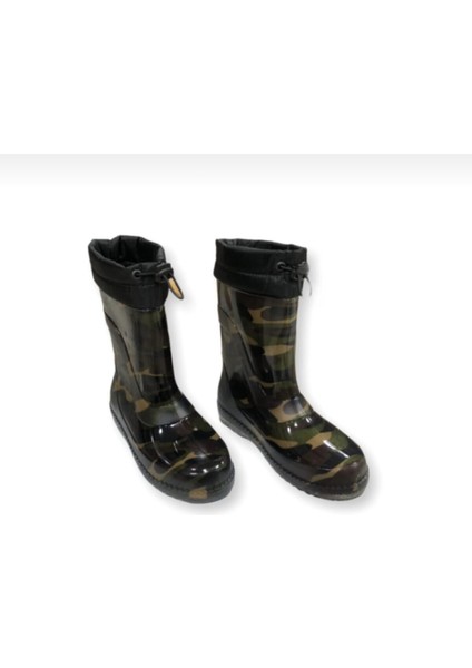 Ağmur Çizmesi Kamuflaj Içi Yünlü Su Geçirmez Erkek Çocuk (Kalıbı Dar 1-2 Numara Büyük Tercih Edin)