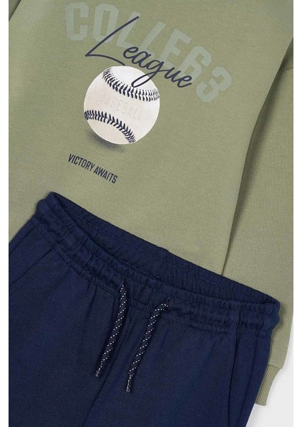 Erkek Çocuk Beyzbol Baskılı Eşofman Takımı - Yeşil/lacivert modelleri