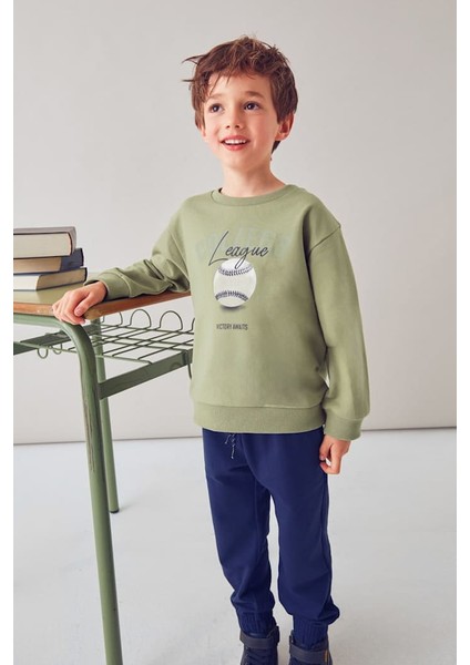 Erkek Çocuk Beyzbol Baskılı Eşofman Takımı - Yeşil/lacivert fırsatları