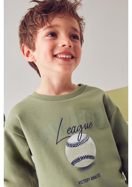 Erkek Çocuk Beyzbol Baskılı Eşofman Takımı - Yeşil/lacivert indirimleri