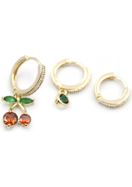 3'lü Kiraz Küpe - Altın fiyatları