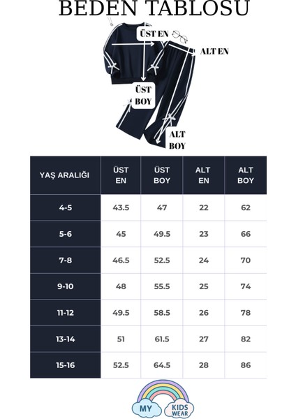 Kız Çocuk Çift Şerit Kurdele Eşofman Takımı 4-16 Yaş 12146 fiyatları