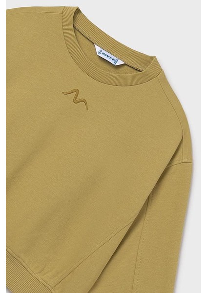 Kız Çocuk Nakış Işlemeli Kısa Kesim Kazak - Yeşil modelleri