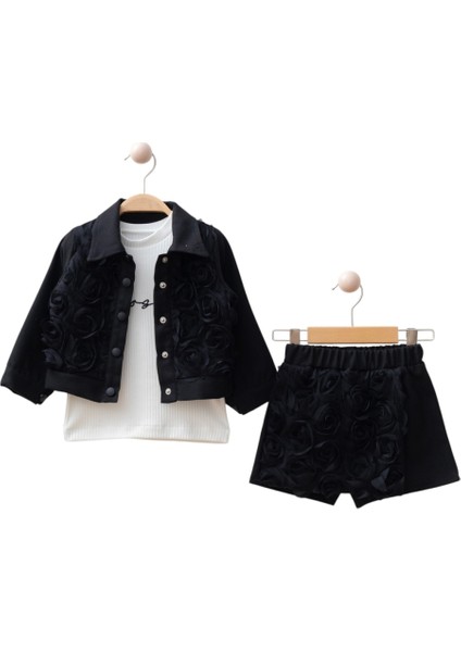 Güllü Ceketli Şort Etek Kız Çocuk Takım