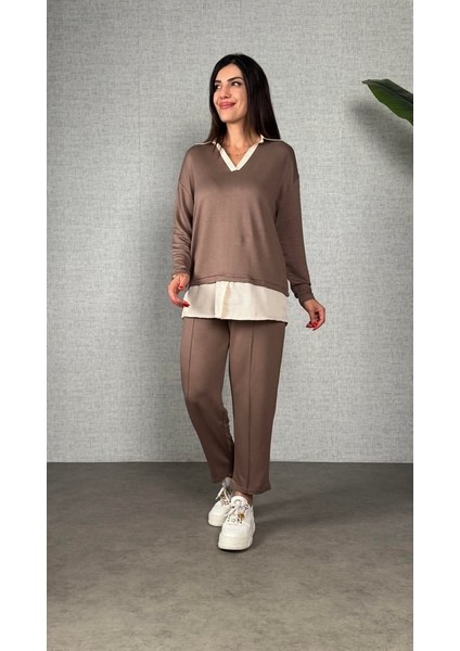 Polo Yaka Gömlek Detay Salaş Balon Pantolunlu Ikılı Takım fırsatları