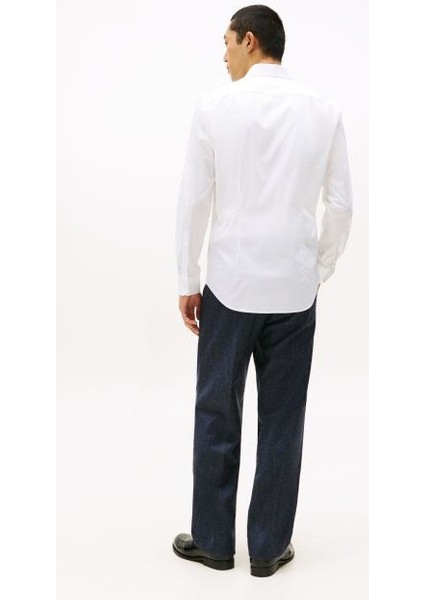 Erkek Slim Fit Poplin Gömlek - Beyaz modelleri