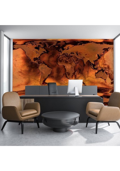 Kabartma Sıva Kıta Harita Desenli Isı ve Ses Yalıtımlı Sağlıklı Tekstil Duvar Kağıdı
