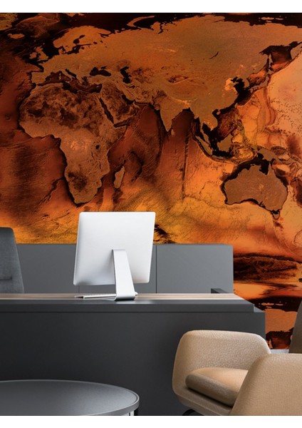 Kabartma Sıva Kıta Harita Desenli Isı ve Ses Yalıtımlı Sağlıklı Tekstil Duvar Kağıdı fiyatları