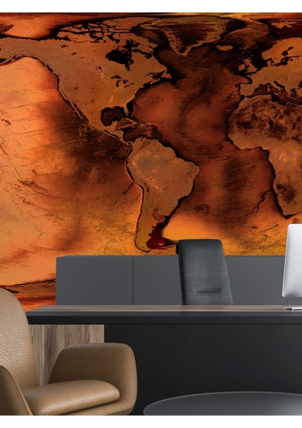 Kabartma Sıva Kıta Harita Desenli Isı ve Ses Yalıtımlı Sağlıklı Tekstil Duvar Kağıdı modelleri
