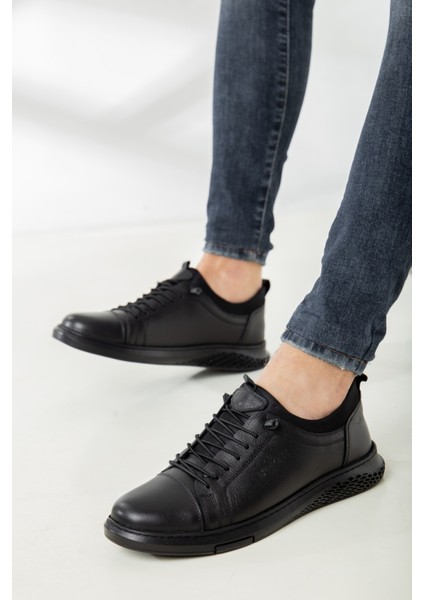 Birkan 0413 Siyah Hakiki Deri Ortopedik Kışlık Günlük Erkek Ayakkabı