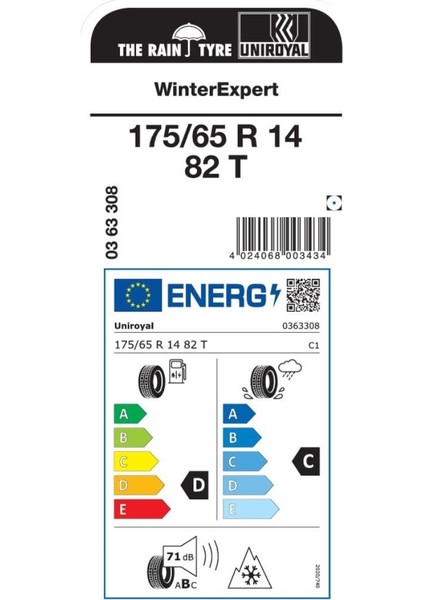 Unıroyal 175/65R14 82T Wınter Expert 2025 Üretim Kış Lastiği fiyatları