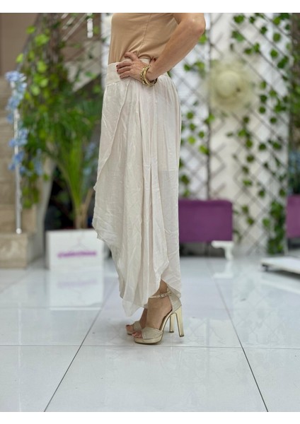 NC9802 Italyan Ipek Kapaklı Şalvar Pantolon Krem fırsatları