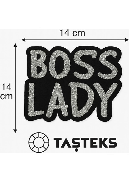 Taşlı Ütülenebilen Veya Sticker Olarak Kullanılabilen 'boss Lady' Yazı Modeli