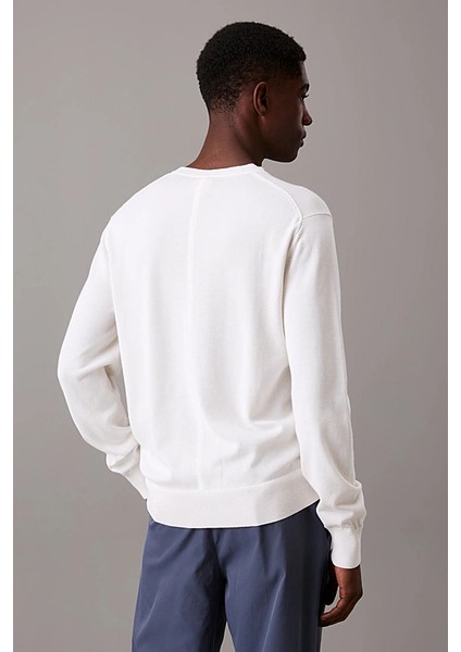 Erkek Bisiklet Yaka Supima Pamuklu Triko Kazak - Beyaz fiyatları