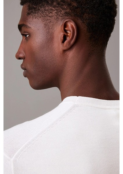 Erkek Bisiklet Yaka Supima Pamuklu Triko Kazak - Beyaz modelleri