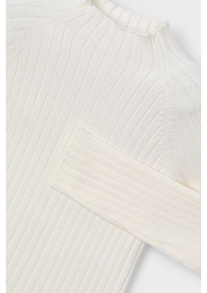 Kız Çocuk Fitilli Balıkçı Yaka Triko Kazak - Krem modelleri