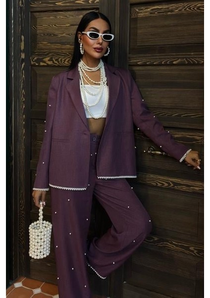 Inci Detaylı Ceket Pantolon Keten Takım 10124 fiyatları