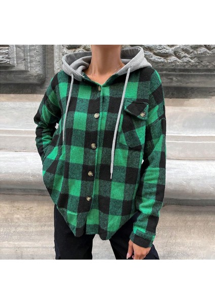 Kadın Desenli Renkli Oduncu Oversize Bol ve Geniş Kalıp Casual Çift Kapüşonlu Ceket Gömlek indirimleri