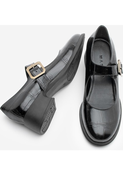 Kadın Tokalı Loafer Günlük Topuklu Ayakkabı Meniz