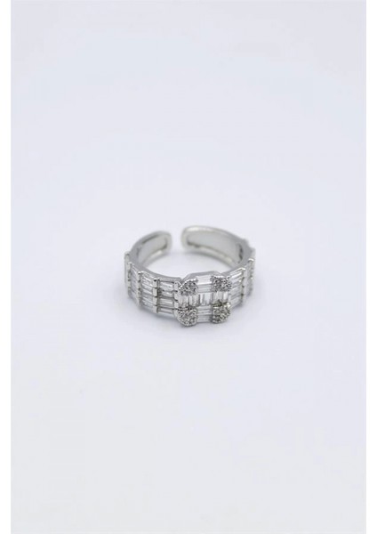 Baget Taşlı Yüzük - Gümüş