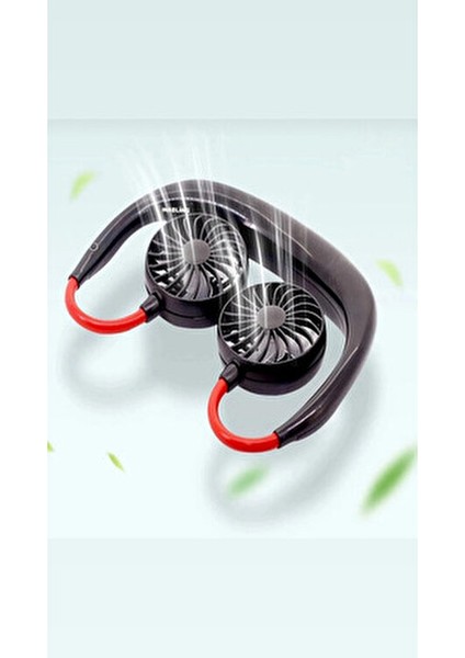 Giyilebilir Kablosuz Şarjlı Taşınabilir Mini Fan Vantilatör Siyah Ayarlanabilir Hız ve Sessiz Çalışma