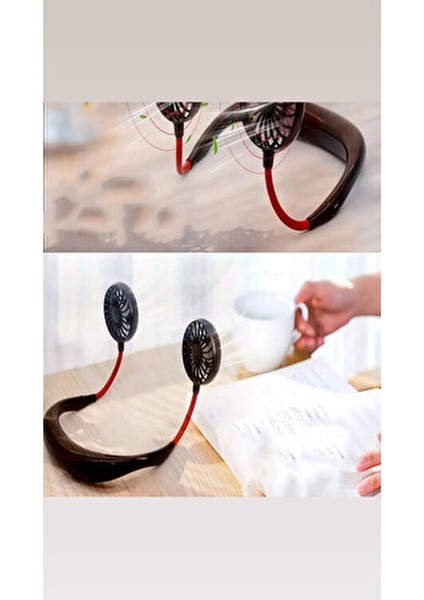 Giyilebilir Kablosuz Şarjlı Taşınabilir Mini Fan Vantilatör Siyah Ayarlanabilir Hız ve Sessiz Çalışma fırsatları