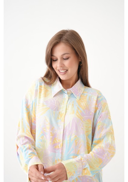 Kadın Tesettüre Uygun Desenli Uzun Kol Pamuk Şık Büyük Beden Desenli Curve Rahat Gömlek fiyatları