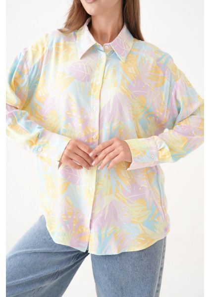 Kadın Tesettüre Uygun Desenli Uzun Kol Pamuk Şık Büyük Beden Desenli Curve Rahat Gömlek modelleri