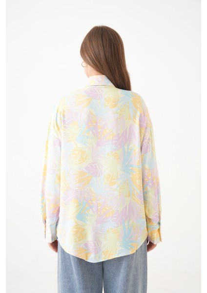 Kadın Tesettüre Uygun Desenli Uzun Kol Pamuk Şık Büyük Beden Desenli Curve Rahat Gömlek indirimleri