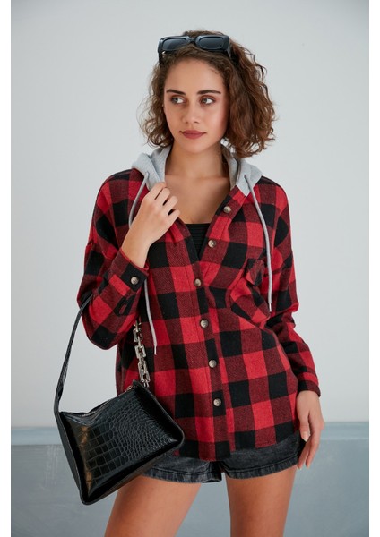 Kadın Kırmızı Siyah Oduncu Oversize Ceket Gömlek fiyatları