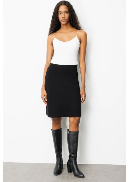 Kadın Triko Düz Basic Etek Siyah