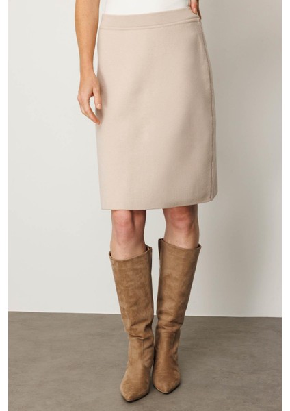 Kadın Triko Düz Basic Etek Bej indirimleri