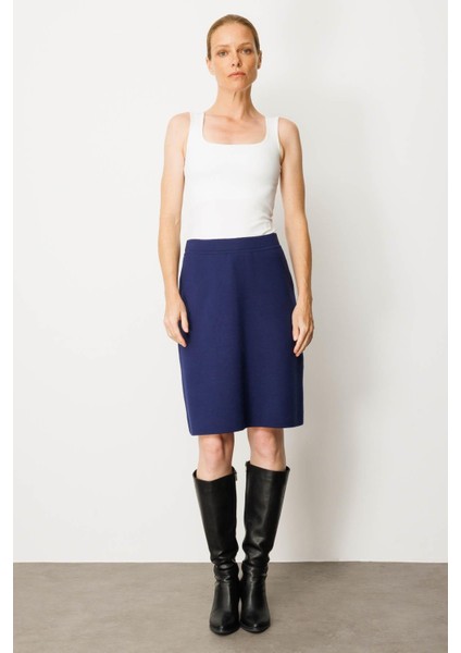 Kadın Triko Düz Basic Etek Lacivert modelleri