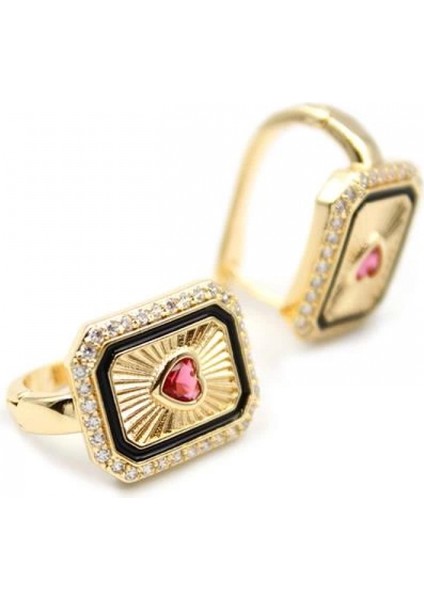 Kalp Taşlı Küpe - Pembe