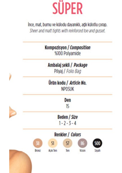 Süper-15 2'li Mat Kilotlu Çorap 51-Açıkten fırsatları