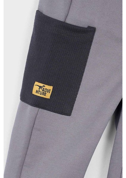 Erkek Çocuk Renk Bloklu Kapüşonlu 3 Parça Eşofman Takımı - Gri fırsatları