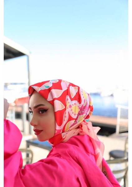 Defne Desenli Eşarp Pembe