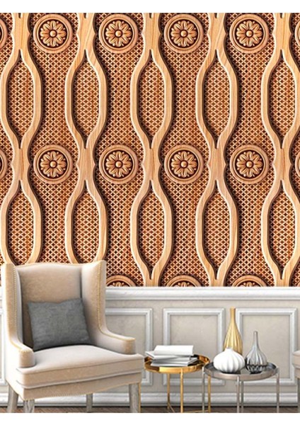 3 Boyutlu Ahşap Desenli Isı ve Ses Yalıtımlı Sağlıklı Tekstil Duvar Kağıdı fiyatları