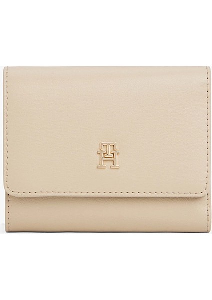 Kadın Ikonik Logolu Üç Katlı Cüzdan - Bej